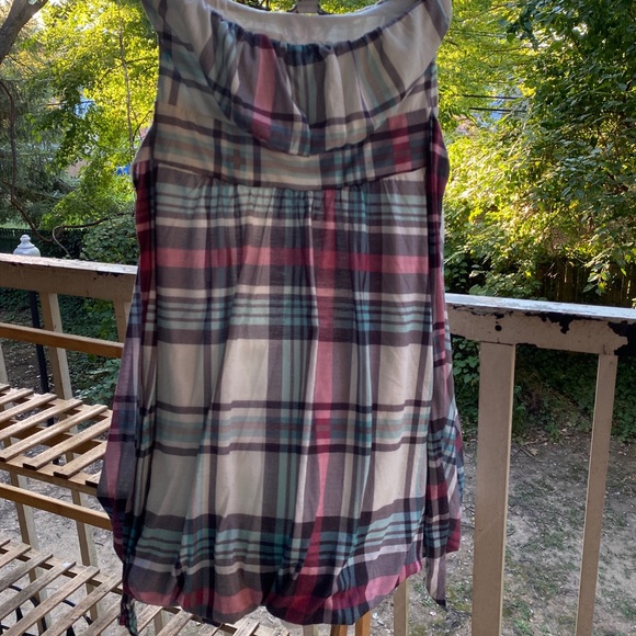 ⭐️Strapless Bubble-Hem, Tie Back Summer Dress, Plaid (American Rag) - Picture 8 of 11